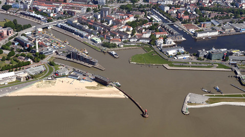 Luftaufnahme Geestemündung Bremerhaven